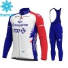 Set Fietsshirt Lange Mouw + Lange Koersbroek 2021 Groupama-FDJ N001 Winter Thermal Fleece